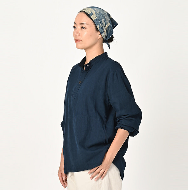 Indian Khadi Shirt Denim 908 Easy Shirt Female Model