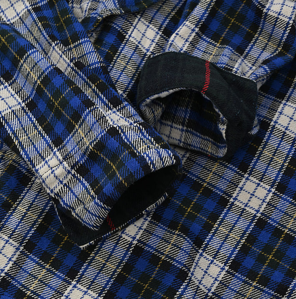 Indigo Zimba Flannel Check Frill Cache-Coeur Detail