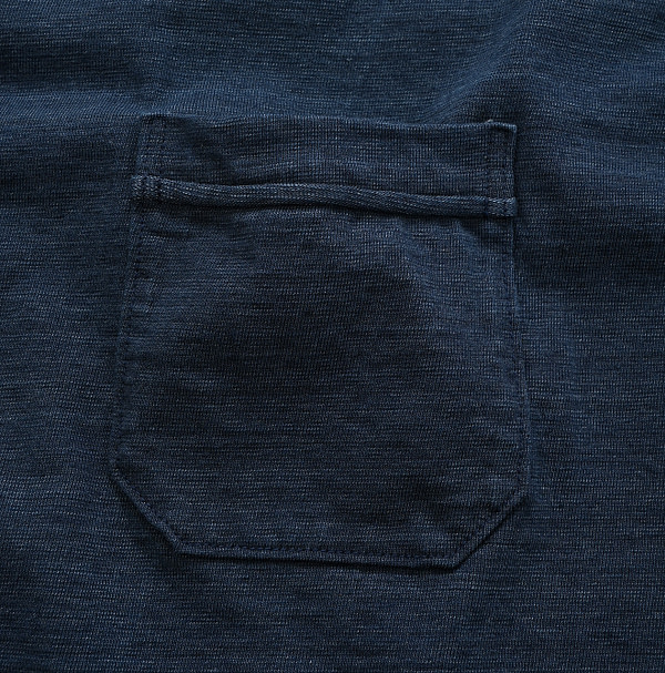 Indigo Dekoboko Tenjiku Outer T-shirt Detail