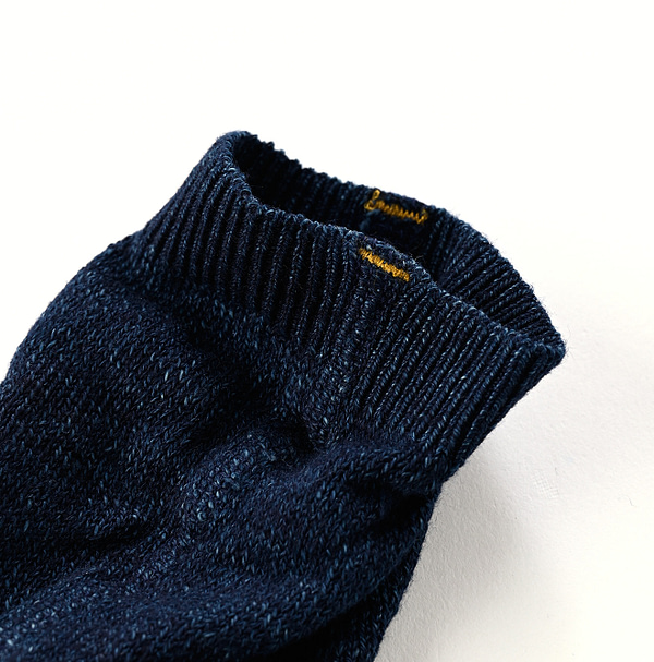 Dark Indigo Super Gauze Knitsew Socks Detail