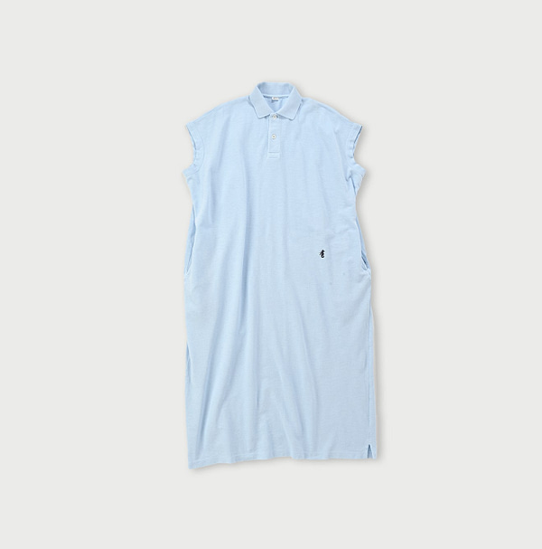 Zimba Cotton Kanoko Polo Dress Light Blue