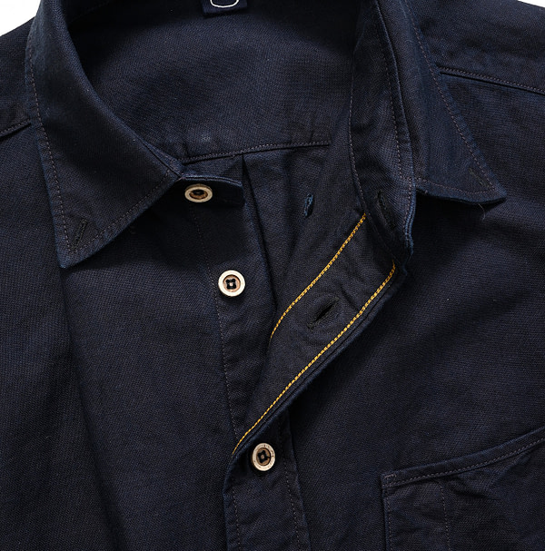 Indigo Supima Oxford 908 Loafer Shirt Detail