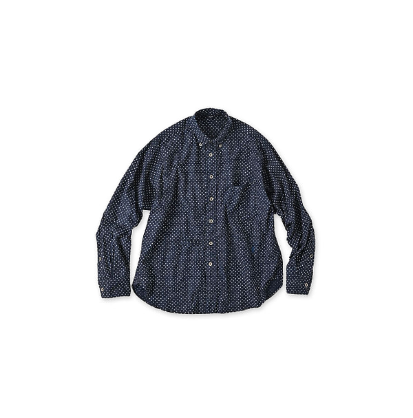 Indigo Tappet Dot Print 908 Ocean Shirt Indigo