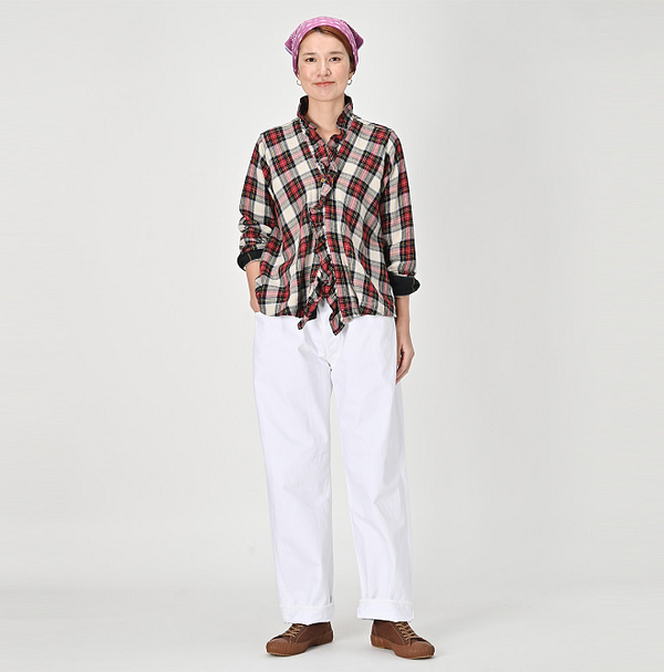 Indigo Zimba Flannel Check Frill Cache-Coeur Female Model