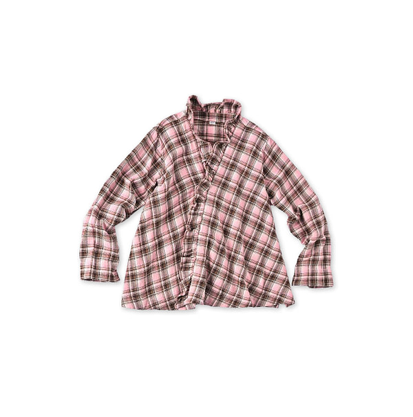 Indian Flannel Frill Cache-coeur Pink Check