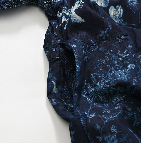 Indigo Hira Flower Mix Print Dress Detail