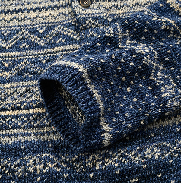 Indigo Nordic Cotton Jacquard 908 Henley Detail