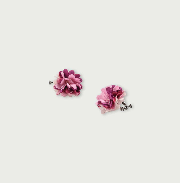 Indian Khadi Flower Earring Pink