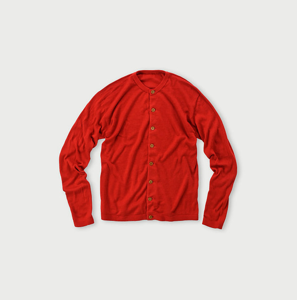 Whole Super Gauze Cotton 908 Cardigan Red