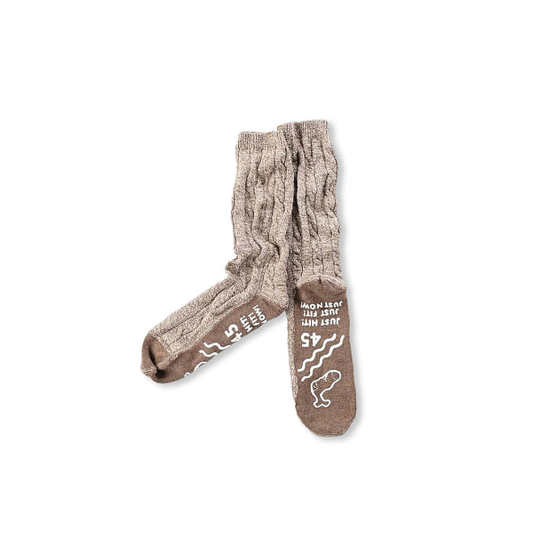 Yorimoku Cable Knitsew Socks Mount Brown Moku