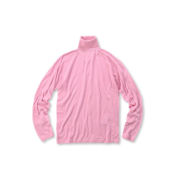 Whole Super Gauze Cotton 908 Turtle Neck T-shirt Pink