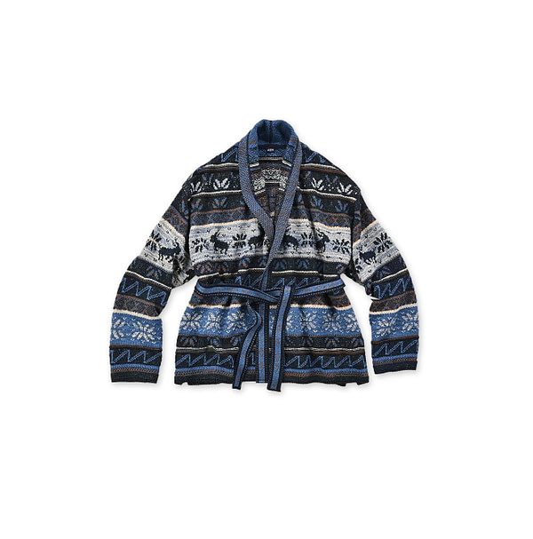 Indigo Jacquard Knit Cache-Coeur