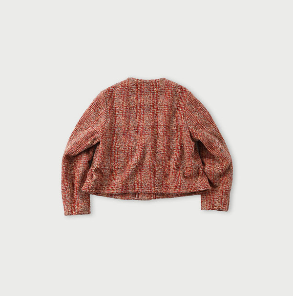 Tamatebako Tweed No-collar Annie Jacket Back