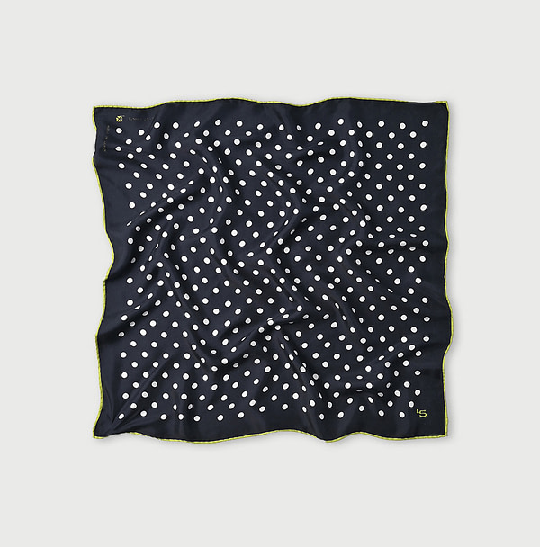 Silk Polka Dot Big Bandana Navy