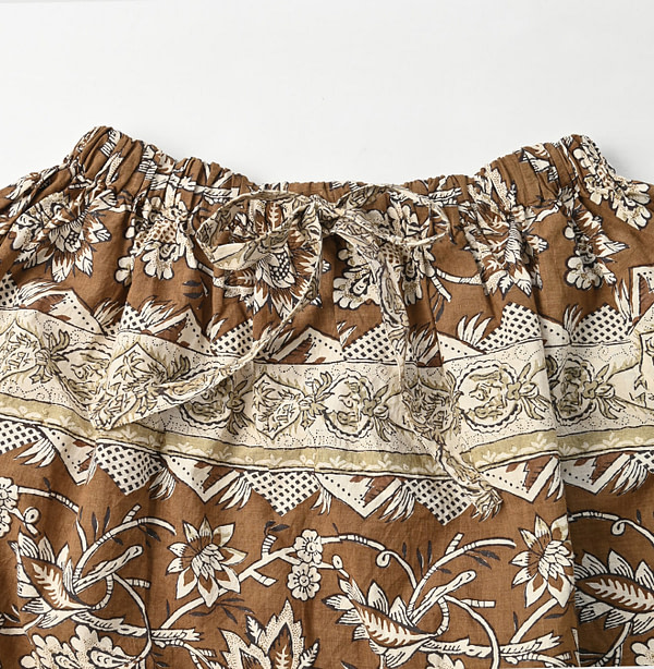 Sarasa Block Print Puff Blouse Detail