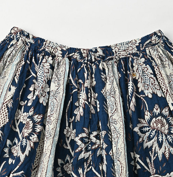 Sarasa Block Print Easy Gather Skirt Detail