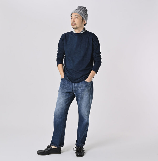 Indigo Long Sleeve 908 45 Star T-shirt Male Model