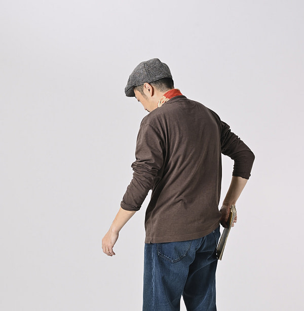 Plant Dyed Long Sleeve 908 45 Star T-shirt Male Model
