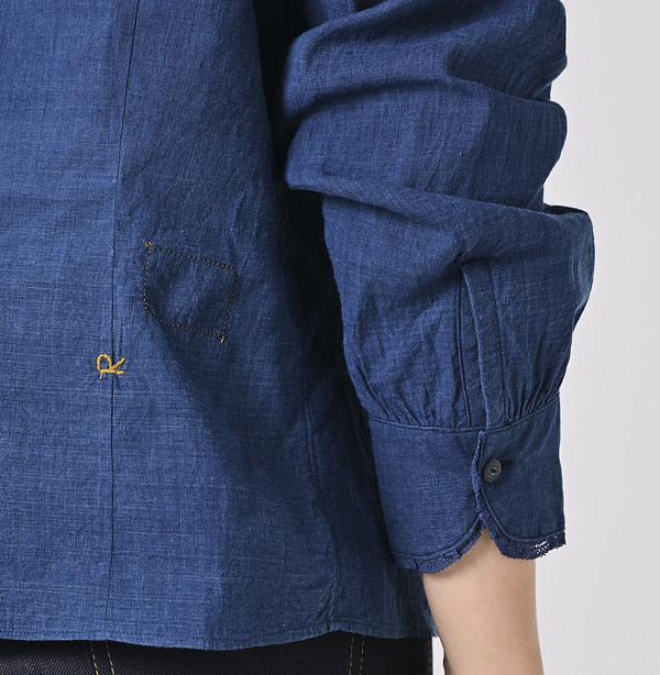 Ai Indian Khadi Pintuck Lace Blouse Detail