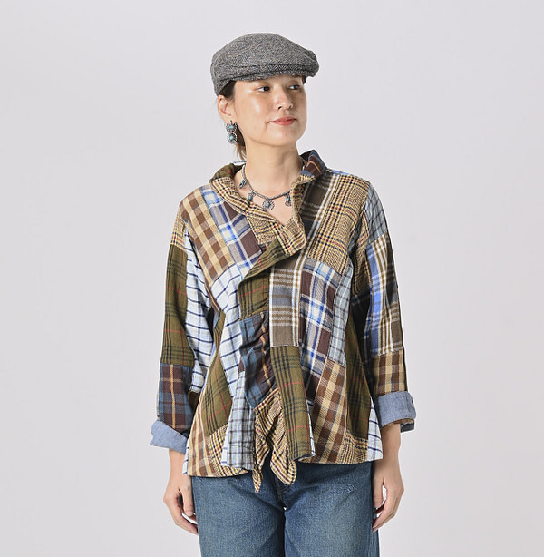 Indian Flannel Patchwork Frill Cache-Coeur Female Model