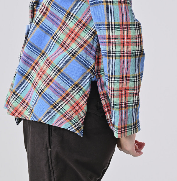 Indian Flannel Tartan Frill Cache-Coeur Blouse Detail