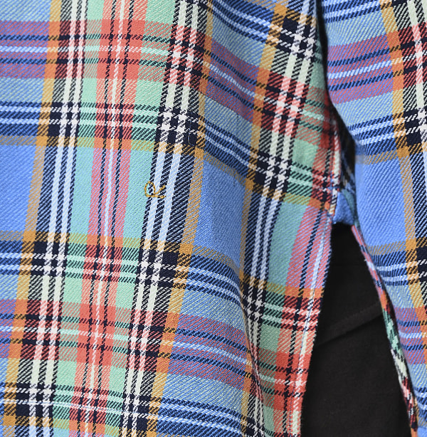 Indian Flannel Tartan Frill Cache-Coeur Blouse Detail