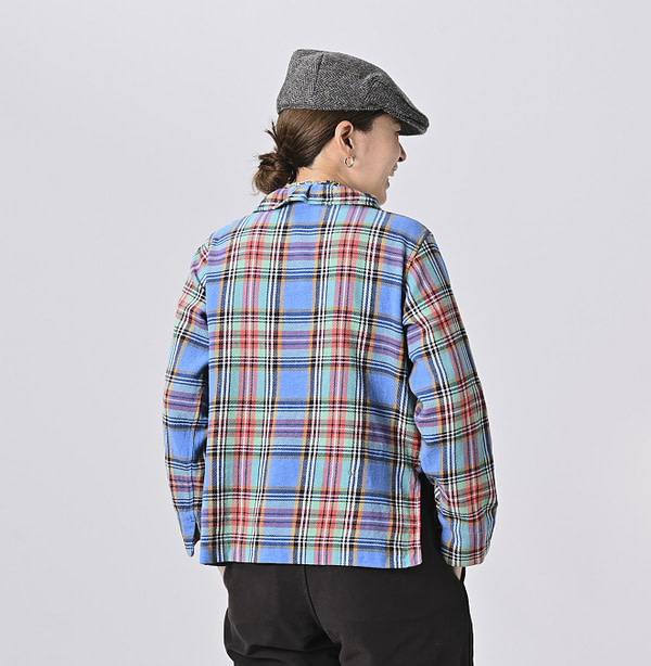 Indian Flannel Tartan Frill Cache-Coeur Blouse Female Model