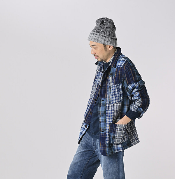 Ai Indian Flannel Patchwork 908 4-pocket Shirt Male Model