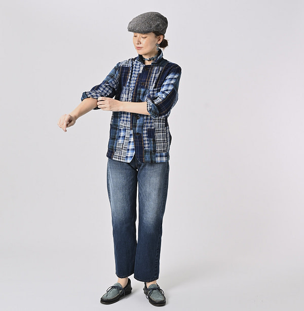 Ai Indian Flannel Patchwork 908 4-pocket Shirt Female Model