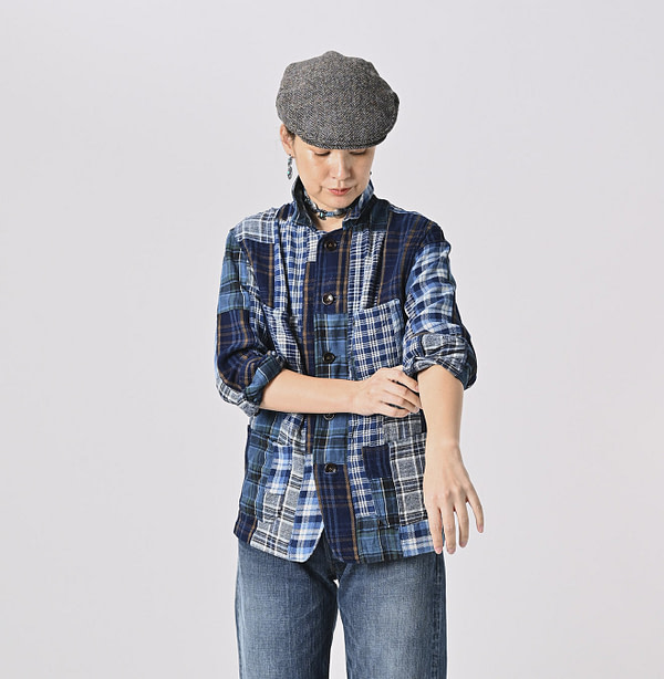Ai Indian Flannel Patchwork 908 4-pocket Shirt Female Model