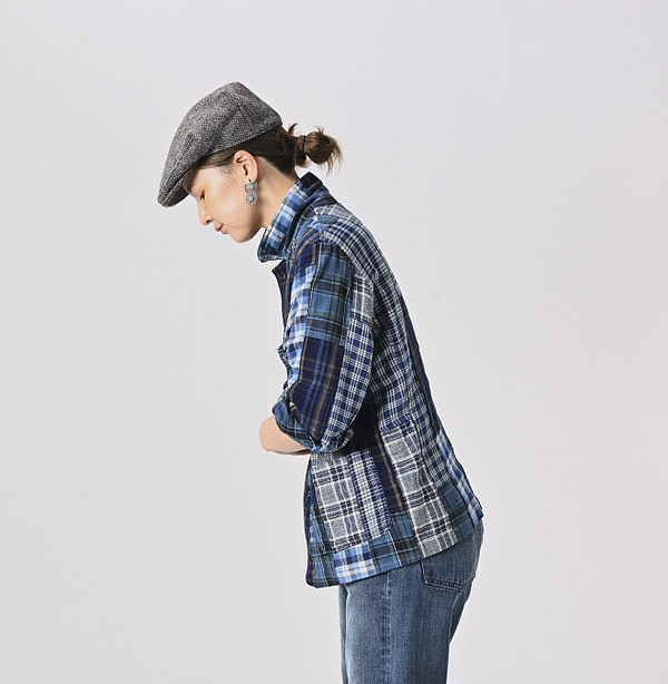Ai Indian Flannel Patchwork 908 4-pocket Shirt Female Model