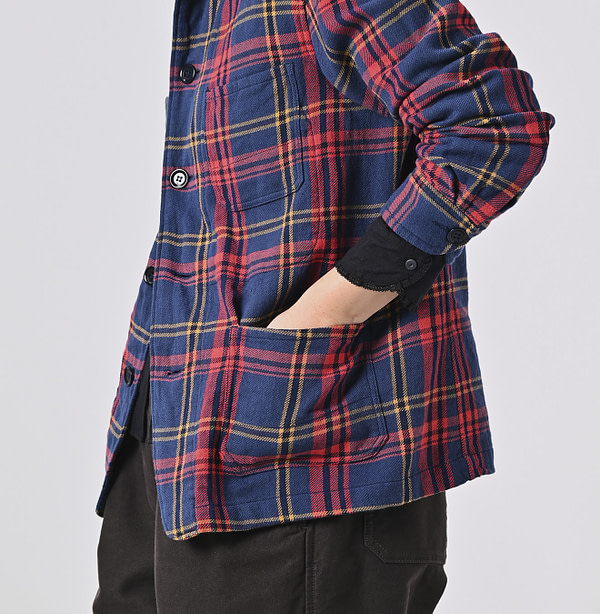 Indian Flannel Tartan 4-pocket Shirt Detail