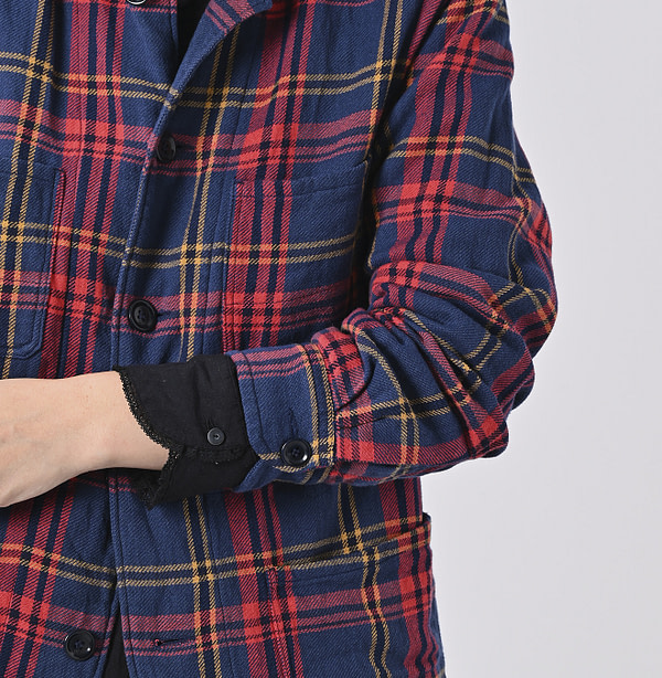 Indian Flannel Tartan 4-pocket Shirt Detail