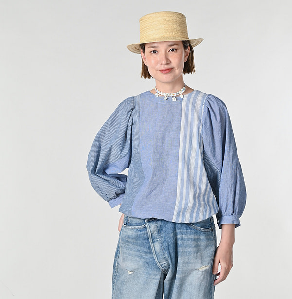 Ai Bleeze Khadi Mix Puff Blouse Female Model