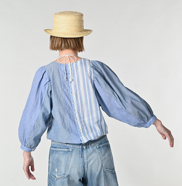 Ai Bleeze Khadi Mix Puff Blouse Female Model