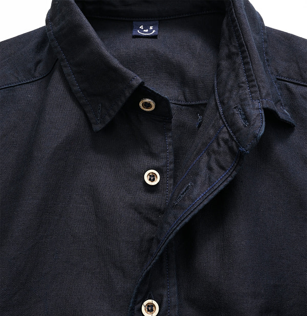 Indigo Supima Oxford 908 Loafer Shirt Detail