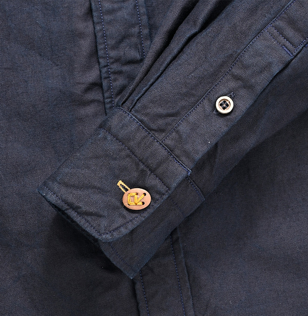 Indigo Supima Oxford 908 Loafer Shirt Detail