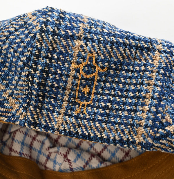 Indigo Cotton Tweed Hunting Hat Detail