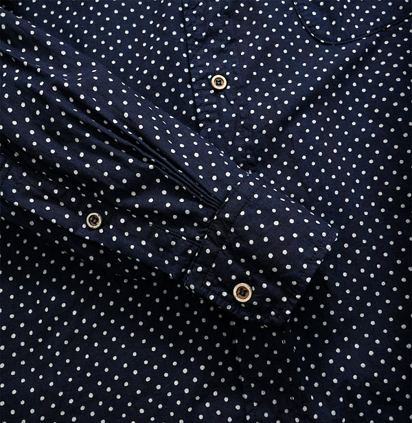 Indigo Tappet Dot Print 908 Ocean Shirt Detail