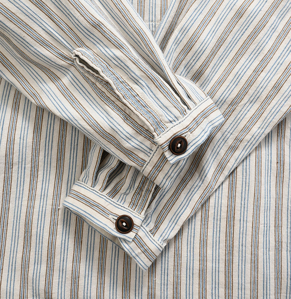 Indian Khadi Shirt Denim 908 Easy Shirt Kinari Stripe Detail