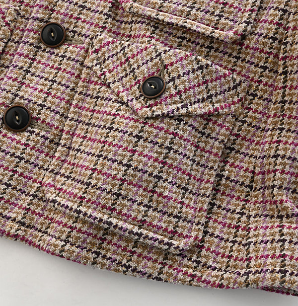 Cotton Tweed No Collar Annie Jacket Pink Detail