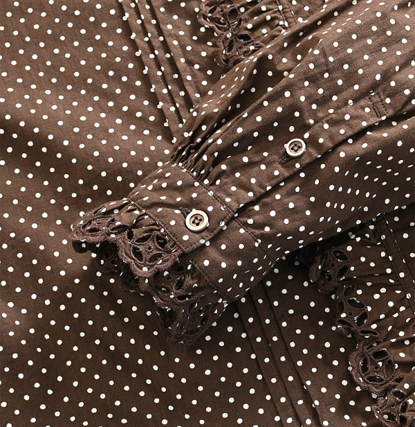 Tappet Dot Print Cutwork Frill Blouse Detail