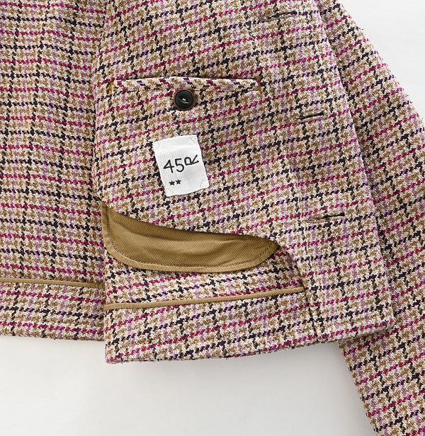 Cotton Tweed No Collar Annie Jacket Pink Detail