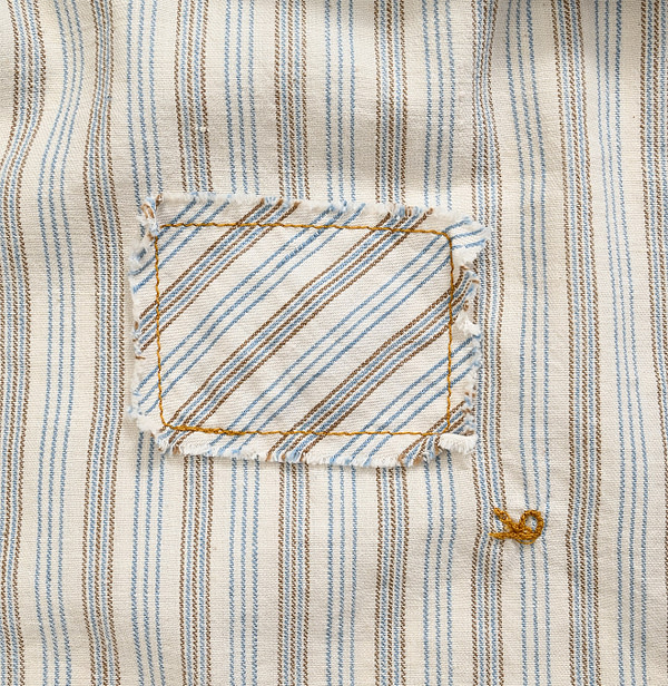 Indian Khadi Shirt Denim 908 Easy Shirt Kinari Stripe Detail