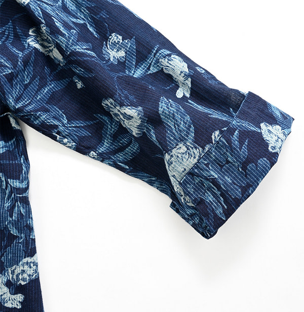 Indigo Doama Hira Garden Balsam Print Square Shirt Detail