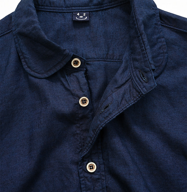 Indigo Thin Oxford Petite Loafer Shirt Detail