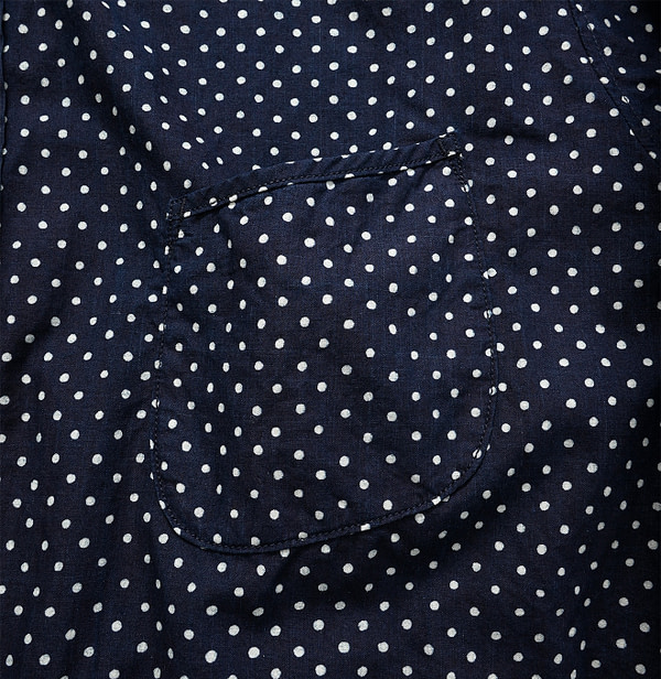 Indigo Tappet Dot Print 908 Ocean Shirt Detail