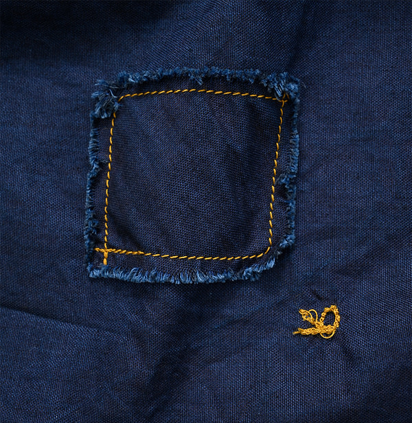 Indigo Thin Oxford 908 Loafer Shirt Detail