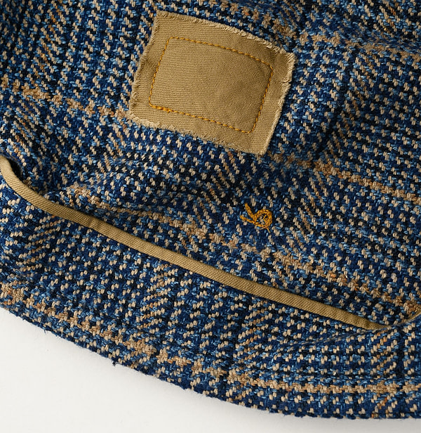 Indigo Cotton Tweed No Collar Annie Jacket Detail