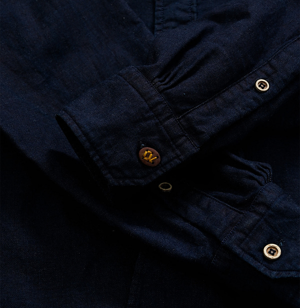 Indigo Double Woven 908 Loafer Shirt Detail